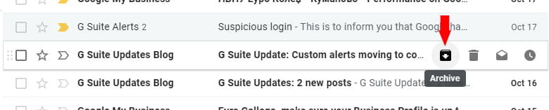 Archive email on hover gmail