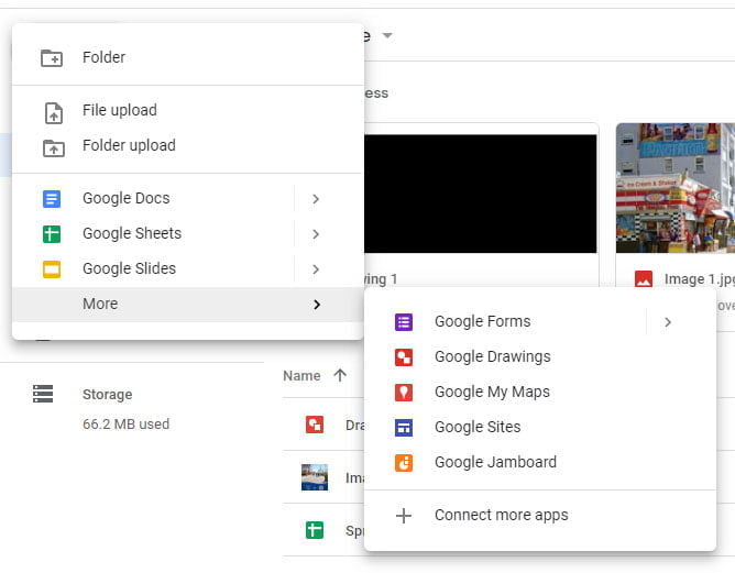 new menu on google drive