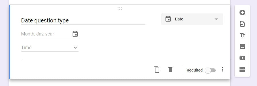 Date question type Google Forms