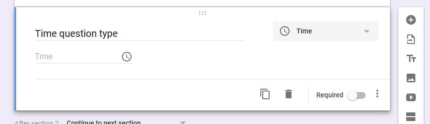 Time question type Google Forms