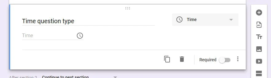Time question type Google Forms