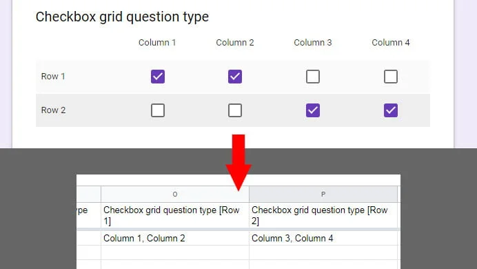 checkbox grid answer spreadsheet Google Forms