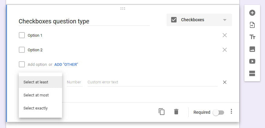 checkboxes question type Google Forms