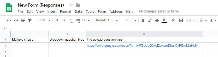 file upload response spreadsheet Google Forms