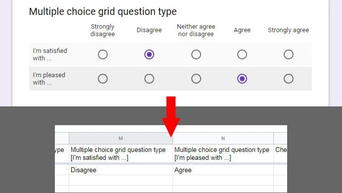 multiple choice grid answer spreadsheet Google Forms