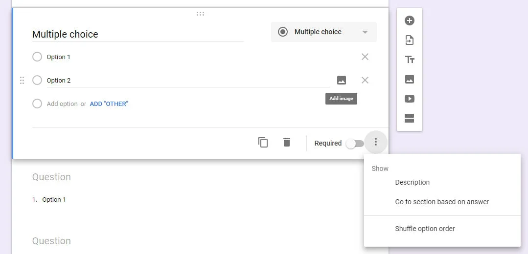 multiple choice question type Google Forms