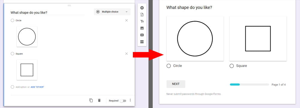 multiple choice with images Google Forms