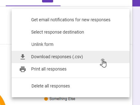 options google form responses tab