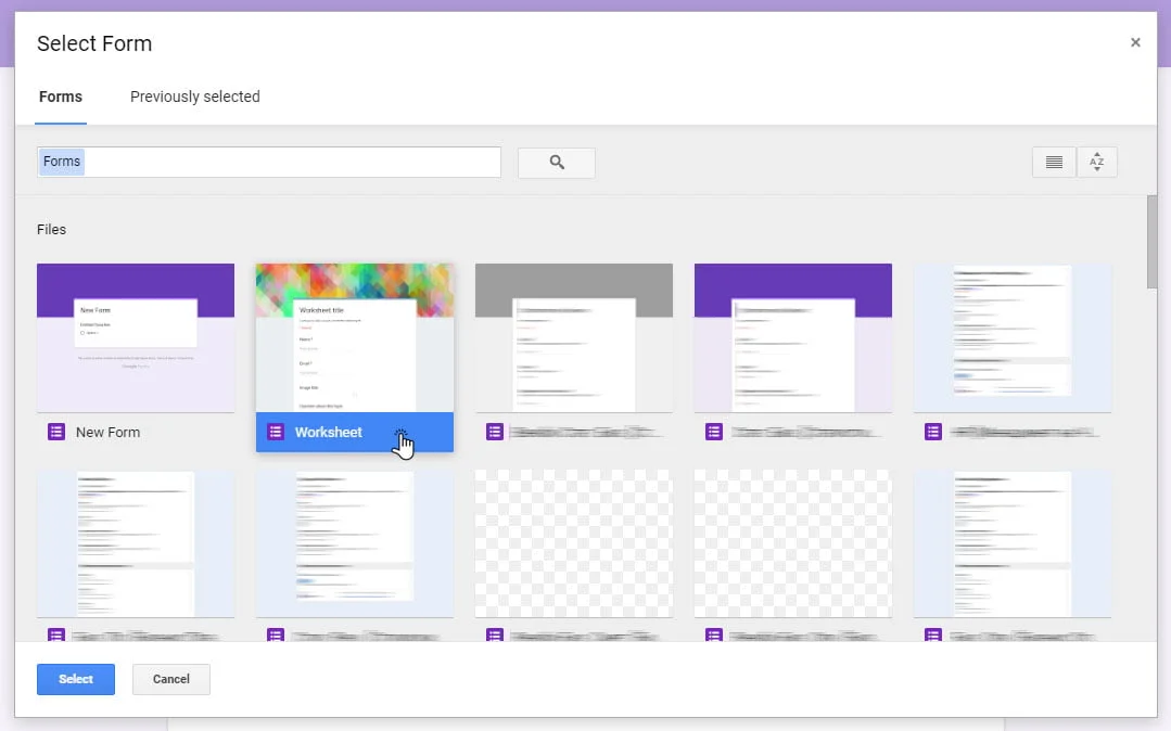 select form to import google forms