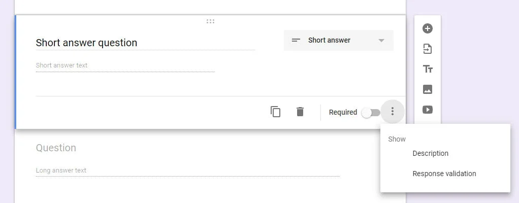 short answer question Google Forms