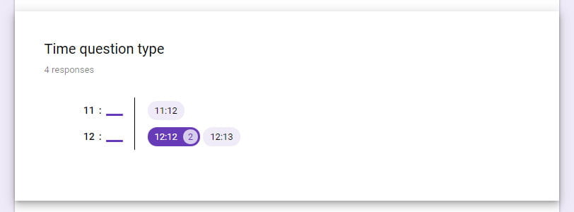 Time question summary responses google forms