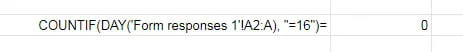 countif and day formula cannot work