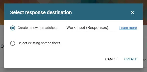 select response destination google form