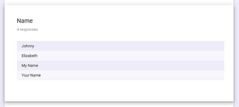 short answer summary responses google forms