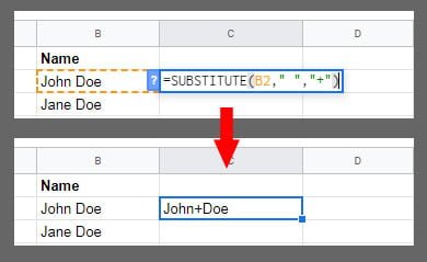 substitute function formula and results