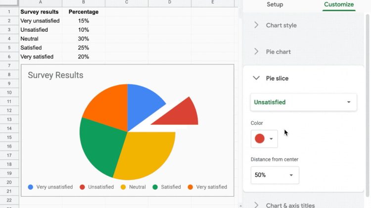 explode a Pie Chart in Google Sheets