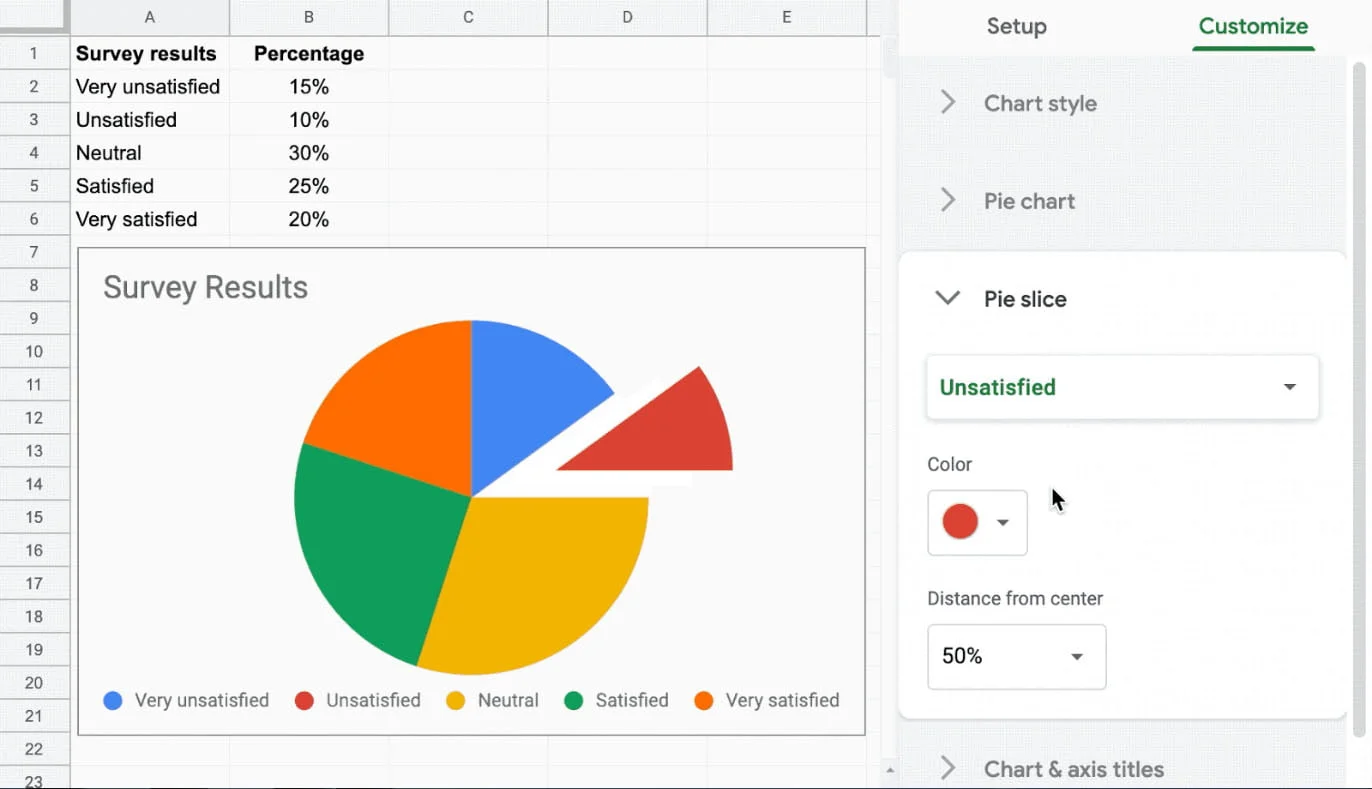 explode a Pie Chart in Google Sheets