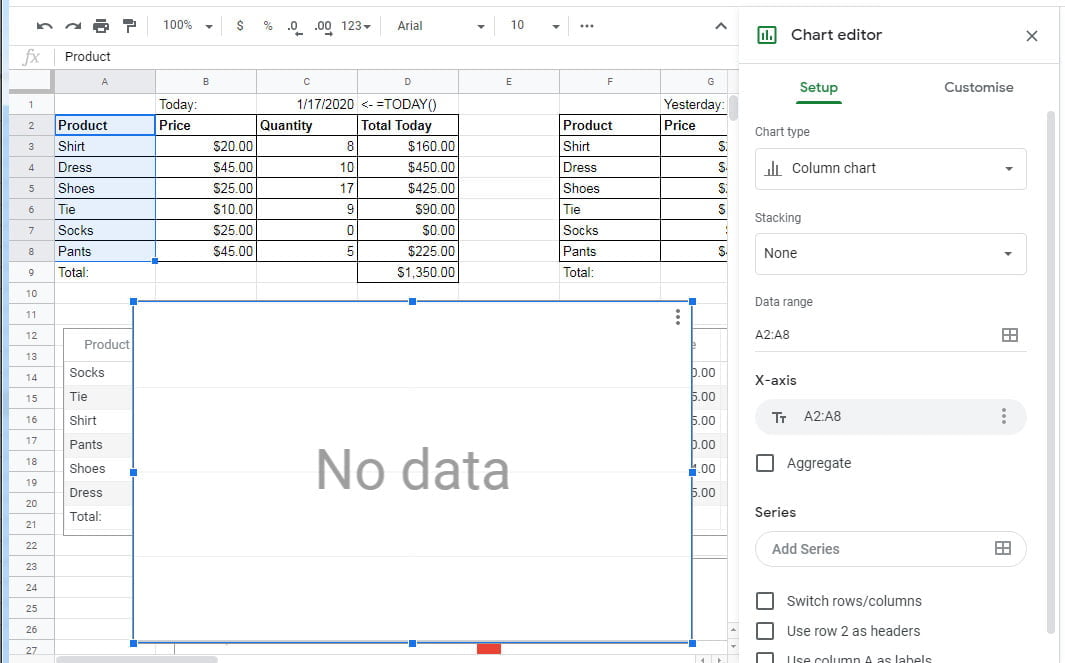 create bar chart with scattered data