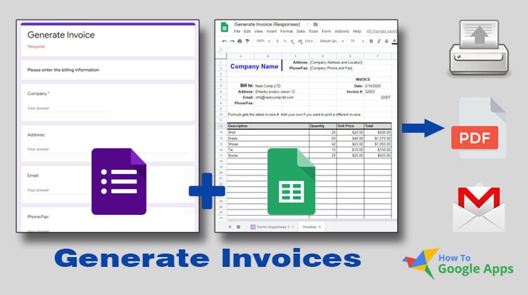 generate invoices using google form and sheets how to gapps