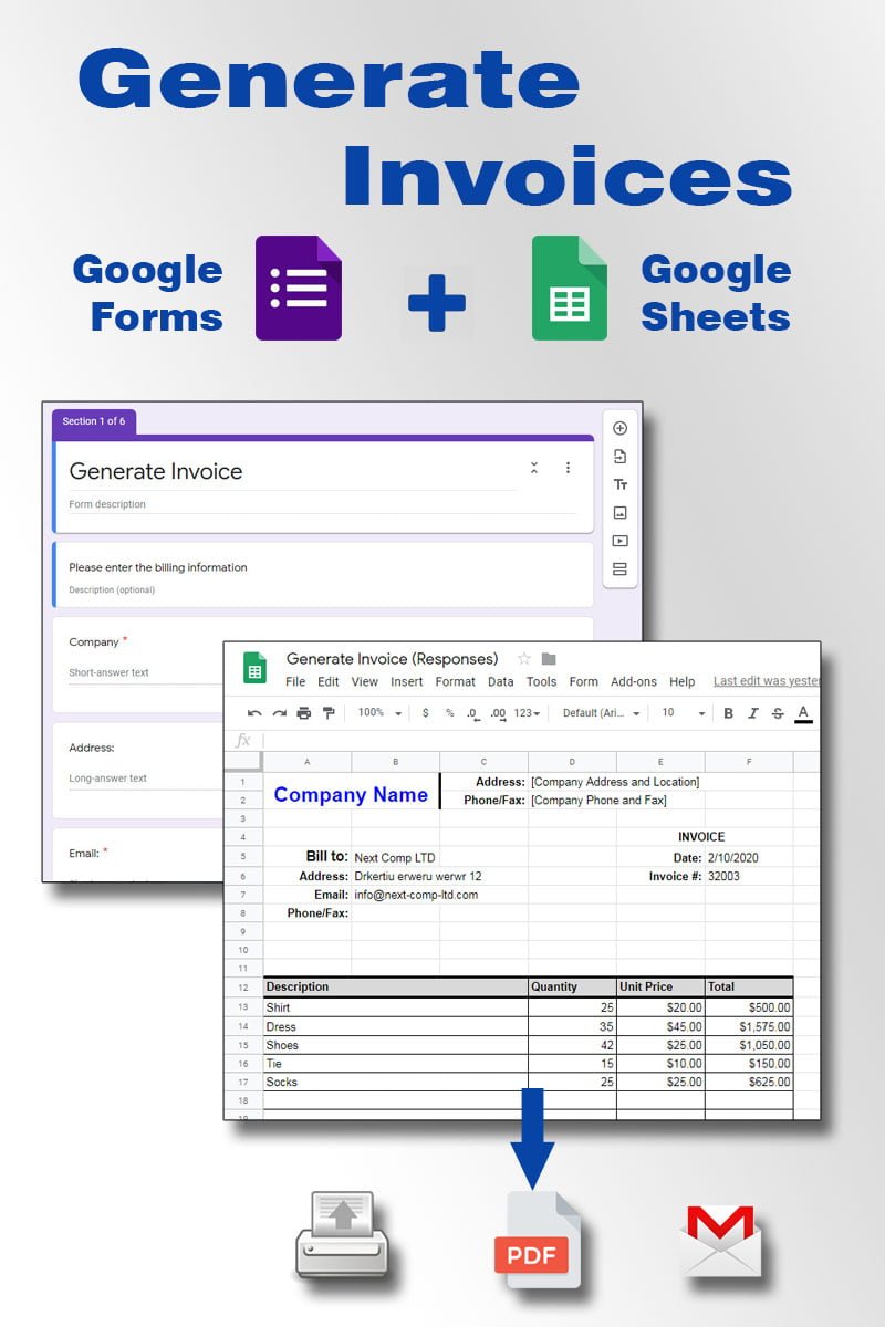 generate invoice google forms sheets p