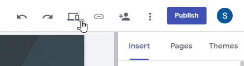 preview button google sites