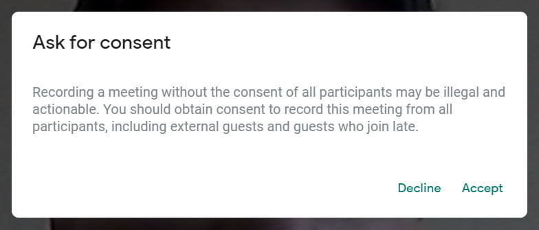 ask for consent google meet