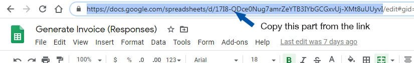 copy link from spreadsheet to use in script