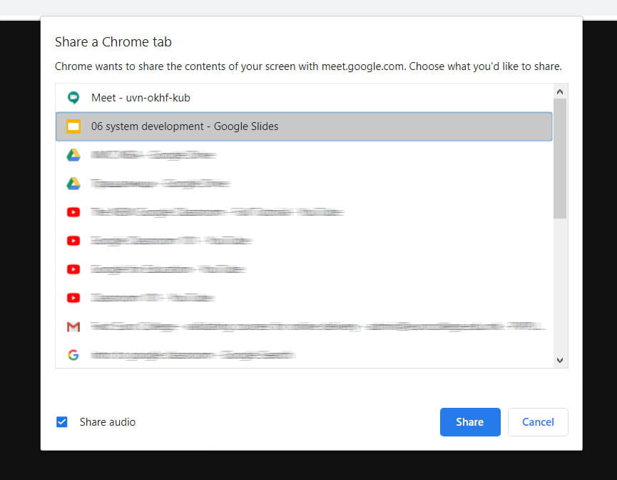 share a chrome tab