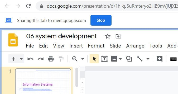 stop sharing tab in google meet