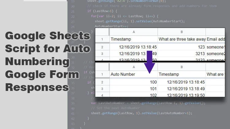 Google Sheets Script for Auto Numbering Google Form Responses