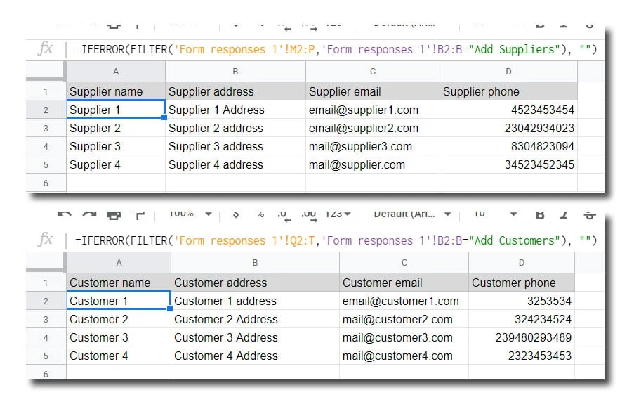 Supplier and Customer filter inventory management