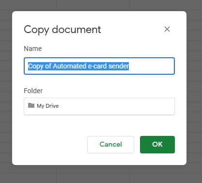 copy document change name and folder in My Drive