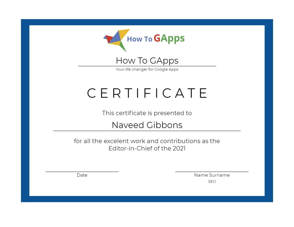 making a certificate in google docs