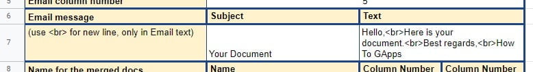 Mail merge email subject and text