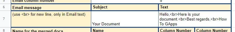 Mail merge email subject and text