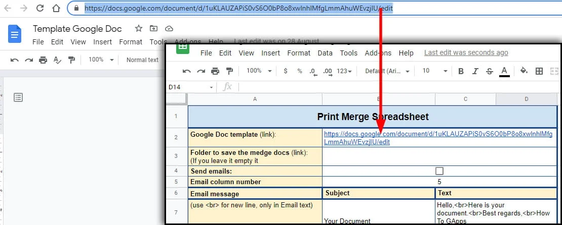copy and paste the doc link in the sheet