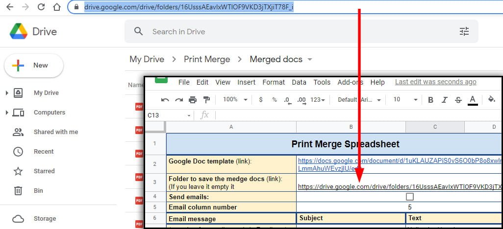 copy and paste the folder link in the sheet