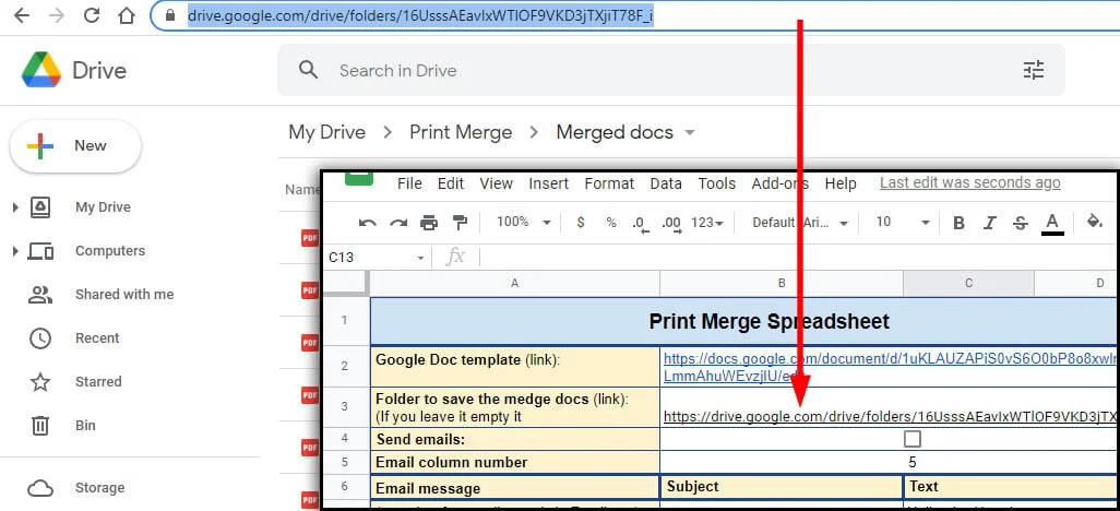 copy and paste the folder link in the sheet