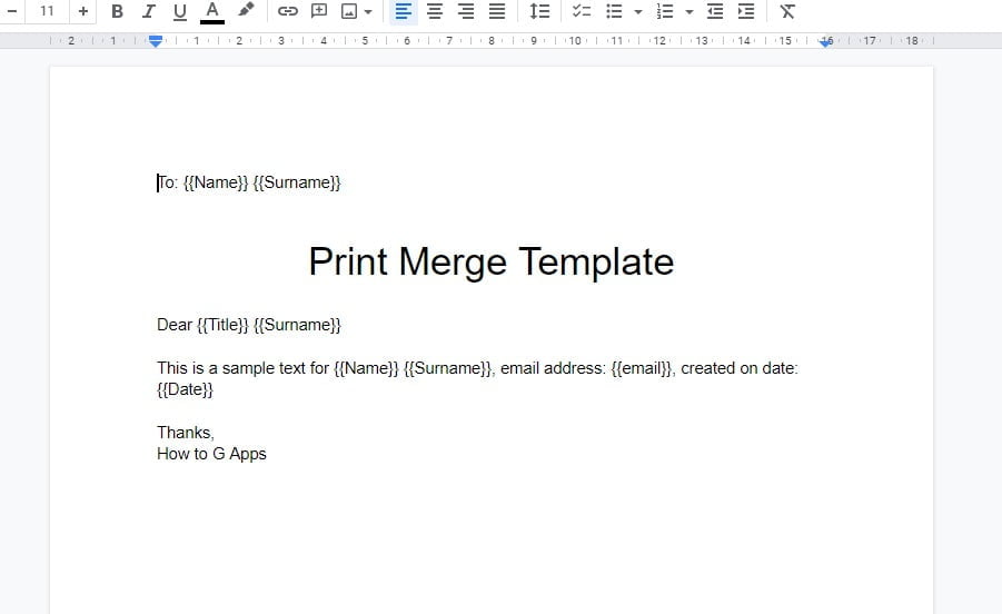 print merge Google doc template