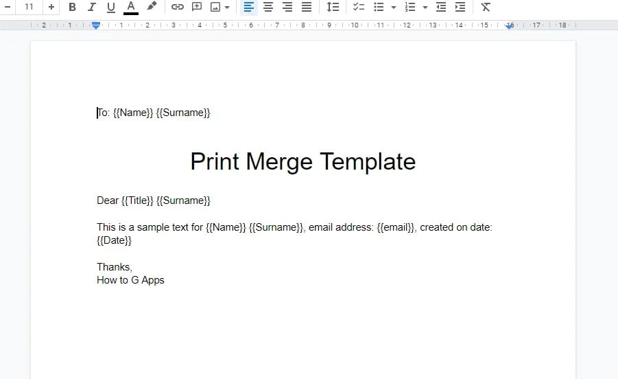 print merge Google doc template