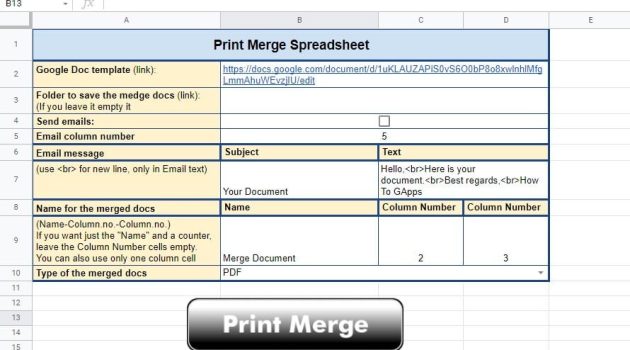 print merge and mail merge for Google Docs