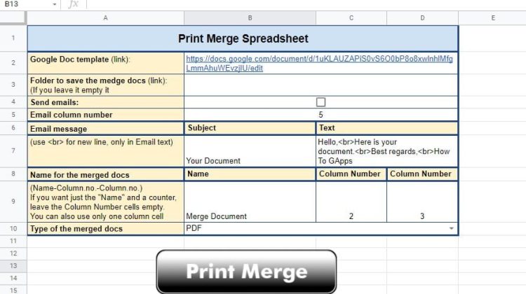 print merge and mail merge for Google Docs