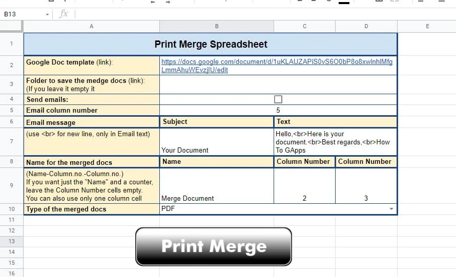 print merge and mail merge for Google Docs